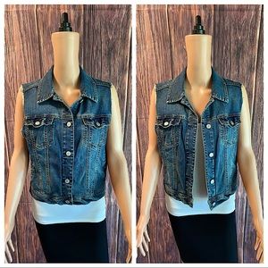 Mango Jeans size small boho blue denim jean vest